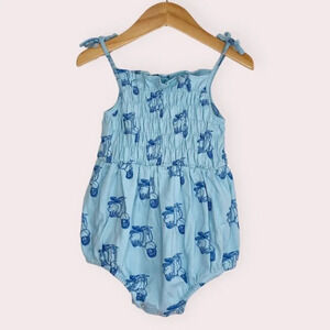 NWT Kate Quinn smocked tie bubble romper coastal scooter size 6-12 months